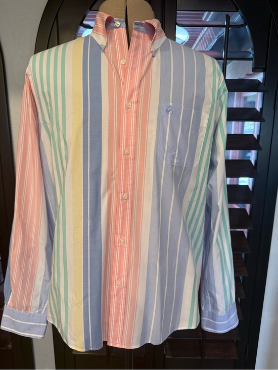 Brooks Brothers Other - Brooks Brothers Friday Shirt Mens L Pastel Multicolor Stripe Cotton Button Down